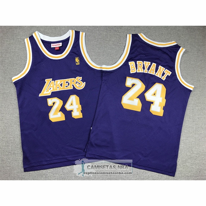Camiseta Nino Los Angeles Lakers Kobe Bryant NO 24 Mitchell & Ness 2007-08 Violeta